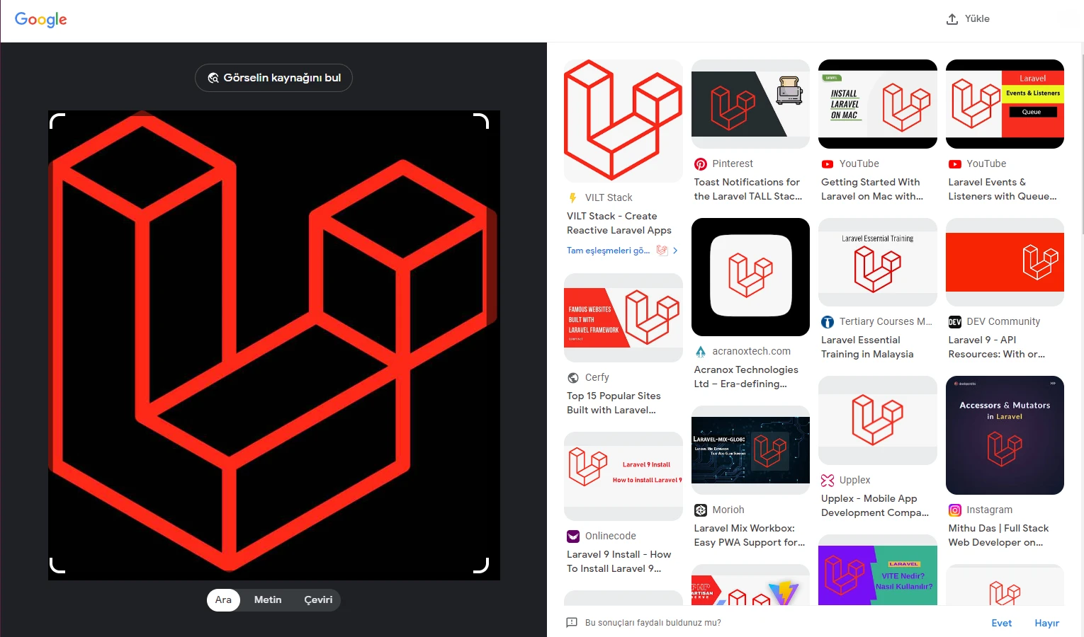 Google laravel logosunu görselle arama 